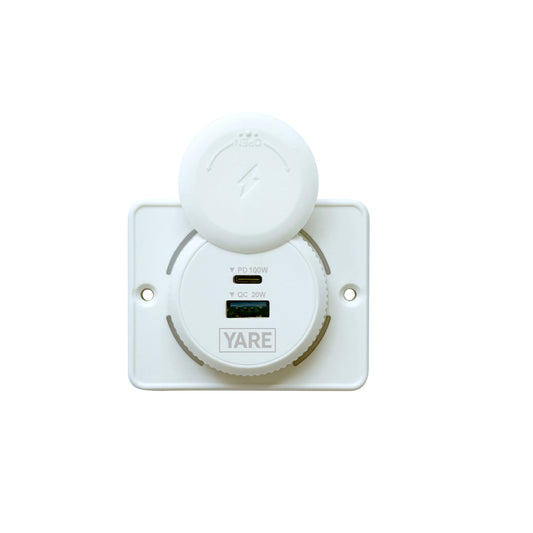 Flush Mount Charger – White 120W 12/24 Volt Dual USB (100W USB-C + 20W USB-A)