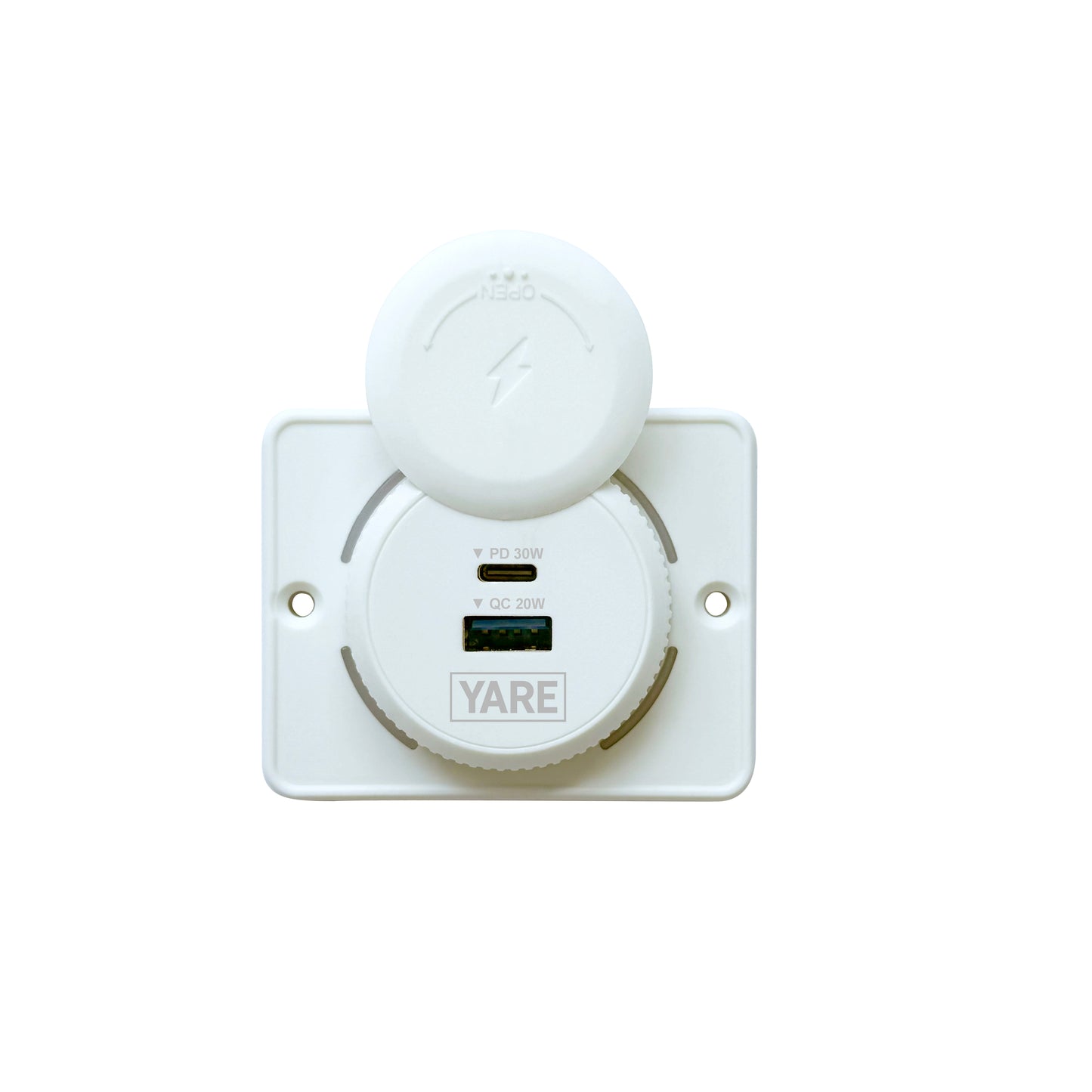 Flush Mount Charger – White 50W 12/24 Volt Dual USB (30W USB-C + 20W USB-A)