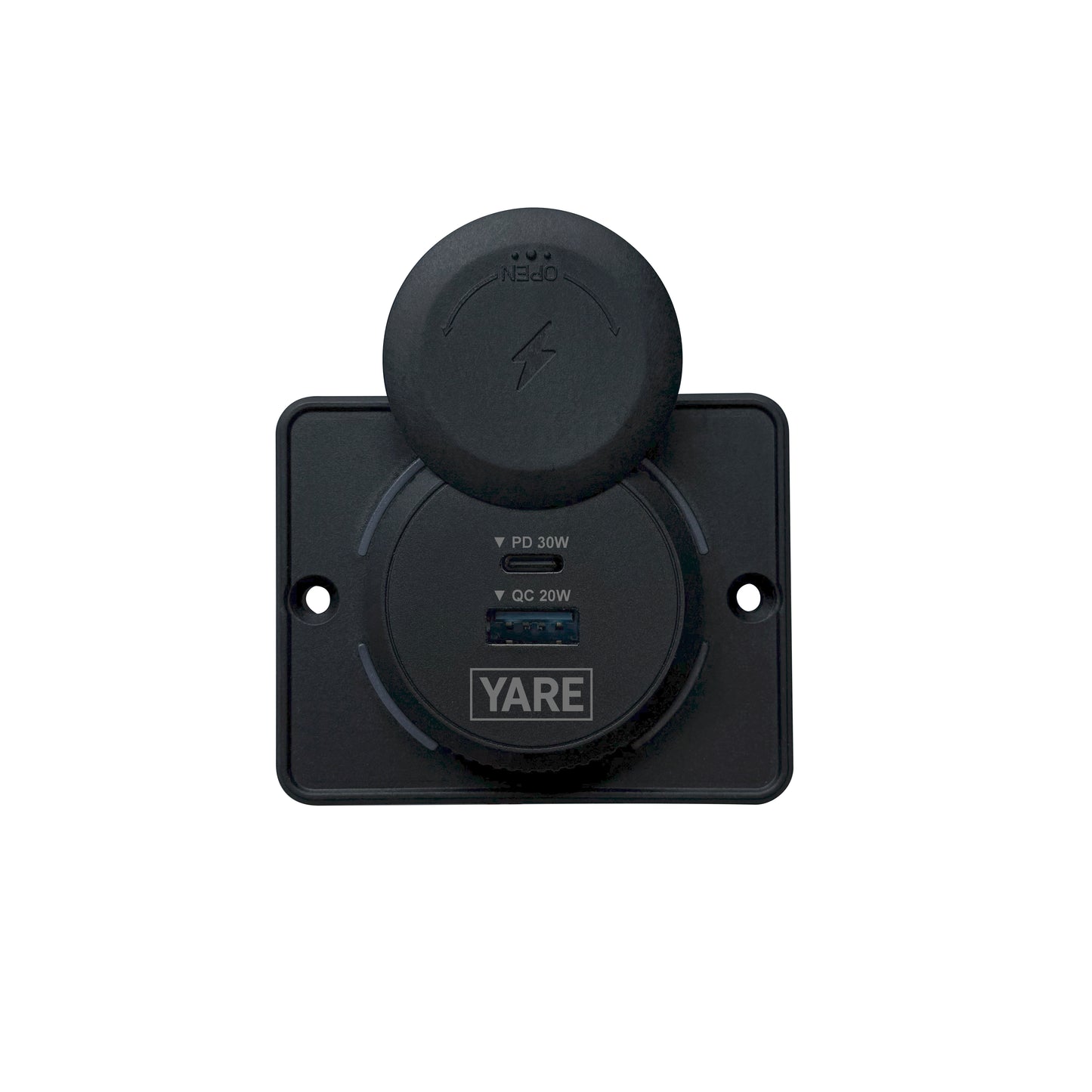 Flush Mount Charger – Black 50W 12/24 Volt Dual USB (30W USB-C + 20W USB-A)