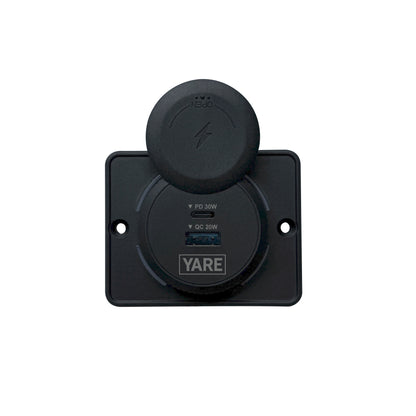 Flush Mount Charger – Black 50W 12/24 Volt Dual USB (30W USB-C + 20W USB-A)